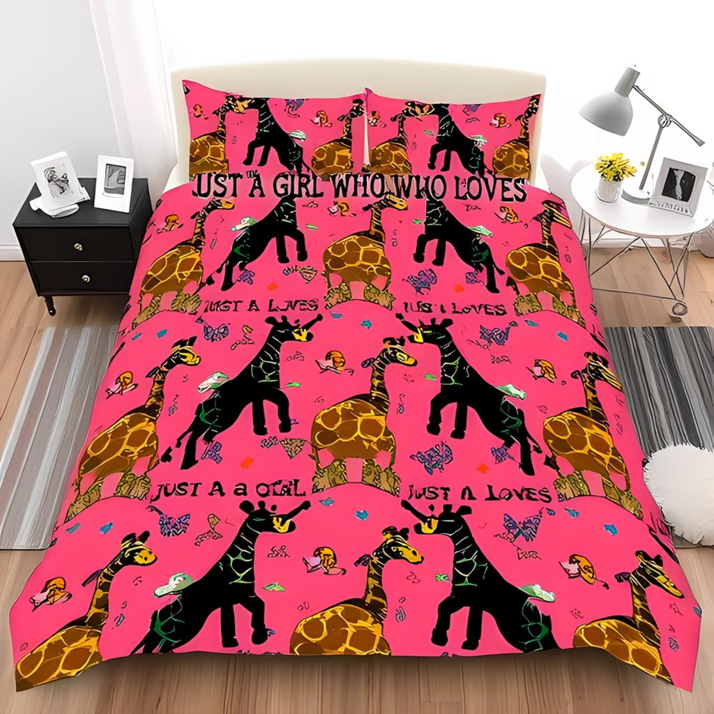 Comforter With Stylized Giraffe Design Warm Colors Toned Borders For Exotic Charm Suitable Children Kids And Adults Soft