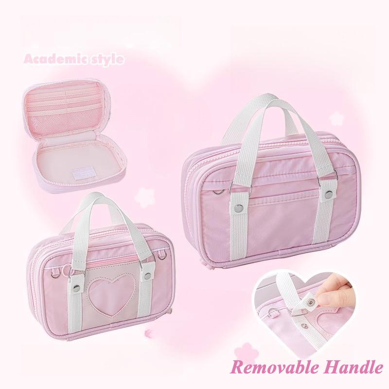 

New Arrivals Large Capacity Makeup Bags Academic Style Cosmetic Bag Multifunctional Fabric Storage Bag for Women Wholesales розовый