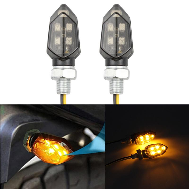 4PCS Mini Motorcycle Smoke Lens Turn Signal Light 5LED 12V Amber Blinker Indicator Lamp For Kawasaki Honda BMW Yamaha Harley