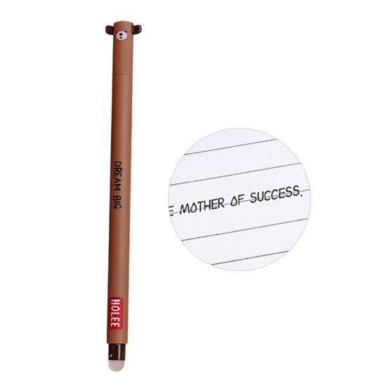 Smazatelná propiska 0,7 mm s černým inkoustem, s měkkým úchopem šetrným k pokožce, roztomilé zvířecí víčka, design s tlačítkem, doplňovatelné tužky, školní potřeby