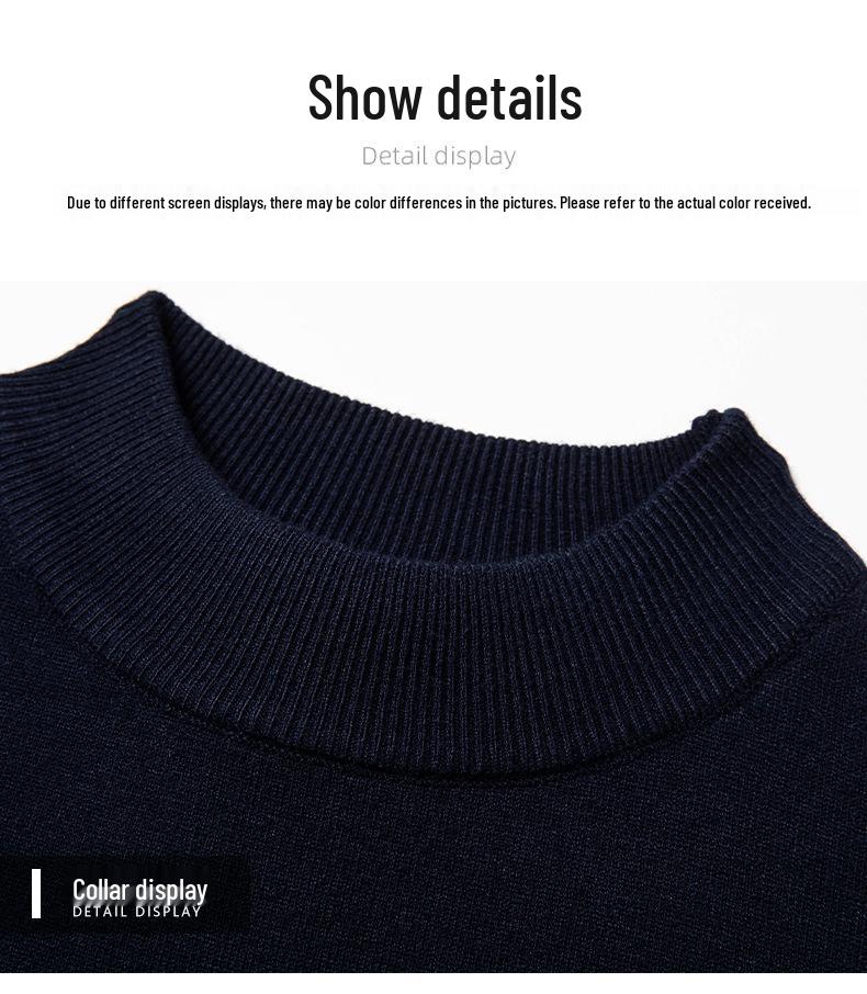 Men's Slim Fit Half-High Neck Wool Blend Knit Shirt - Short Sleeve, Fashionable, Versatile, Business Casual.
