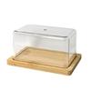 Kitchen Storage Butter Container Box Countertop Bamboos Butter Dish Plate with Clear Lid Cheese Dessert Cover Tableware