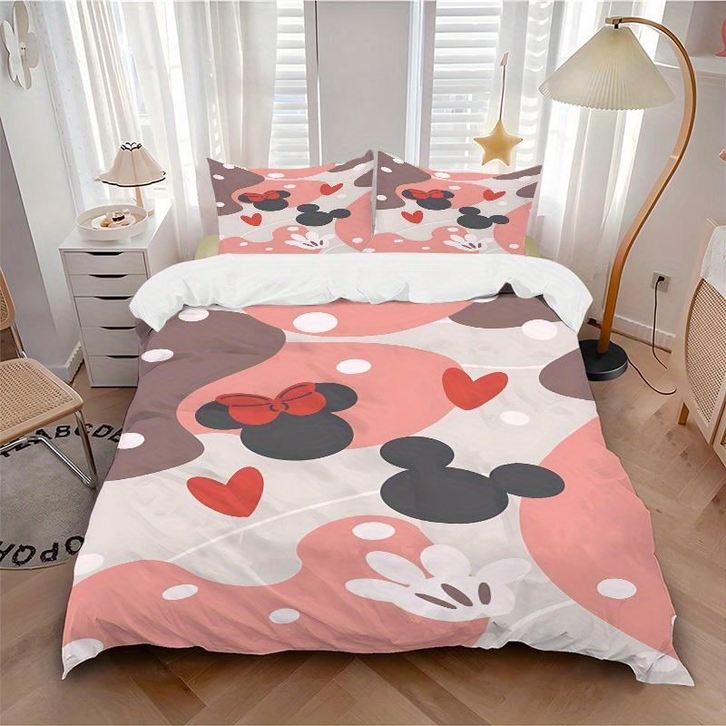 

3pcs set Mickey Minnie1pc of quilt cover+2pcs of pillowcase, no core, print bedding, All Seasons Bedroom Setting001 135x200cm