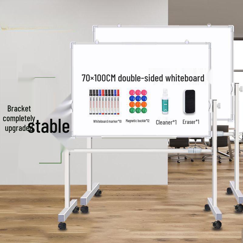 Double-Sided Movable Whiteboard & Blackout Board Easel Stand for Home & Office Teaching