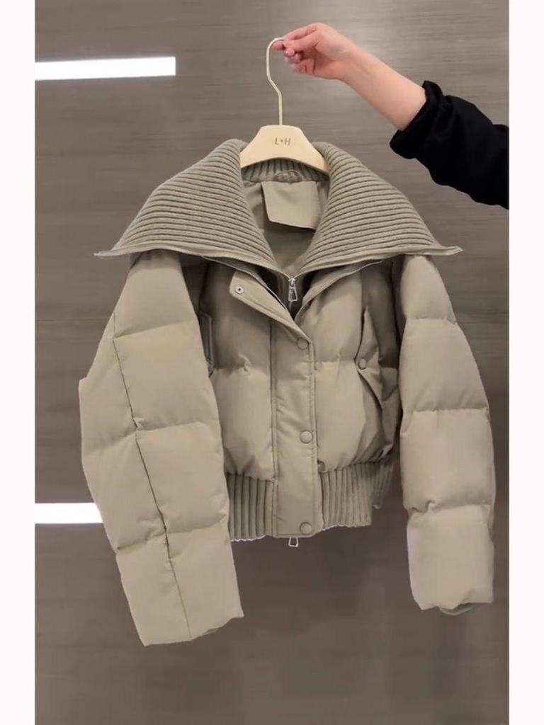 2025 Damen Kurze Winter Baumwolljacke mit großem Revers - Modischer und warmer Mantel