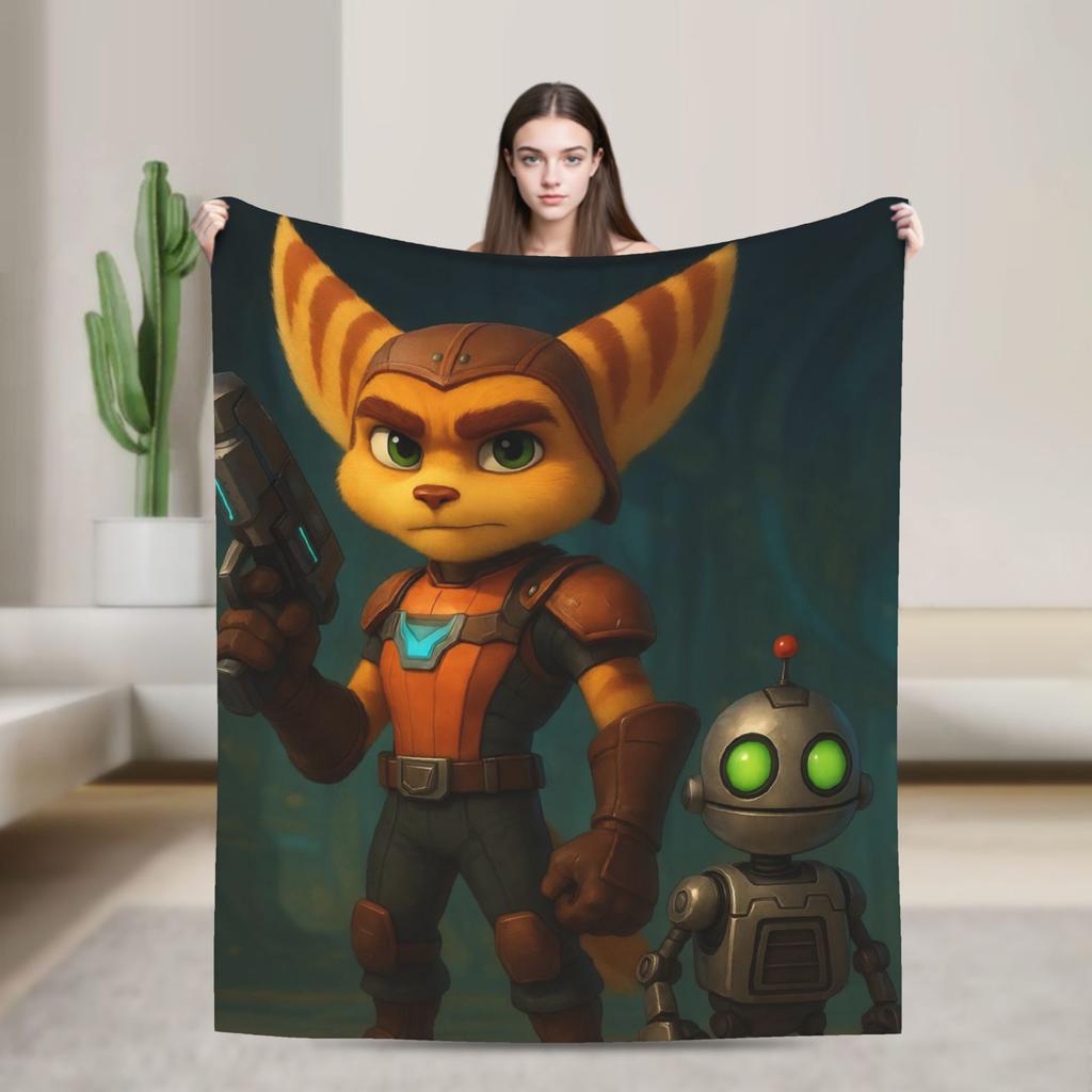 Ratchets And Clanks Blanket Quality Super Warm  Bedding Throws Winter Students Couch Bed Funny Bedspread