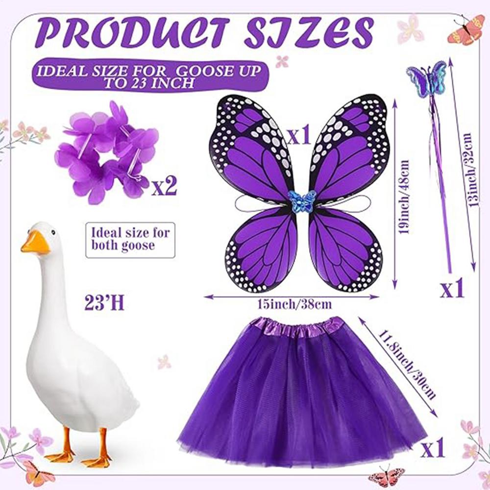 

Butterfly Porch Goose Outfit Patio Figurine Clothing Porch Goose Cosplay Costume for Garden Yard Lawn Patio Courtyard Balcony фіолетовий