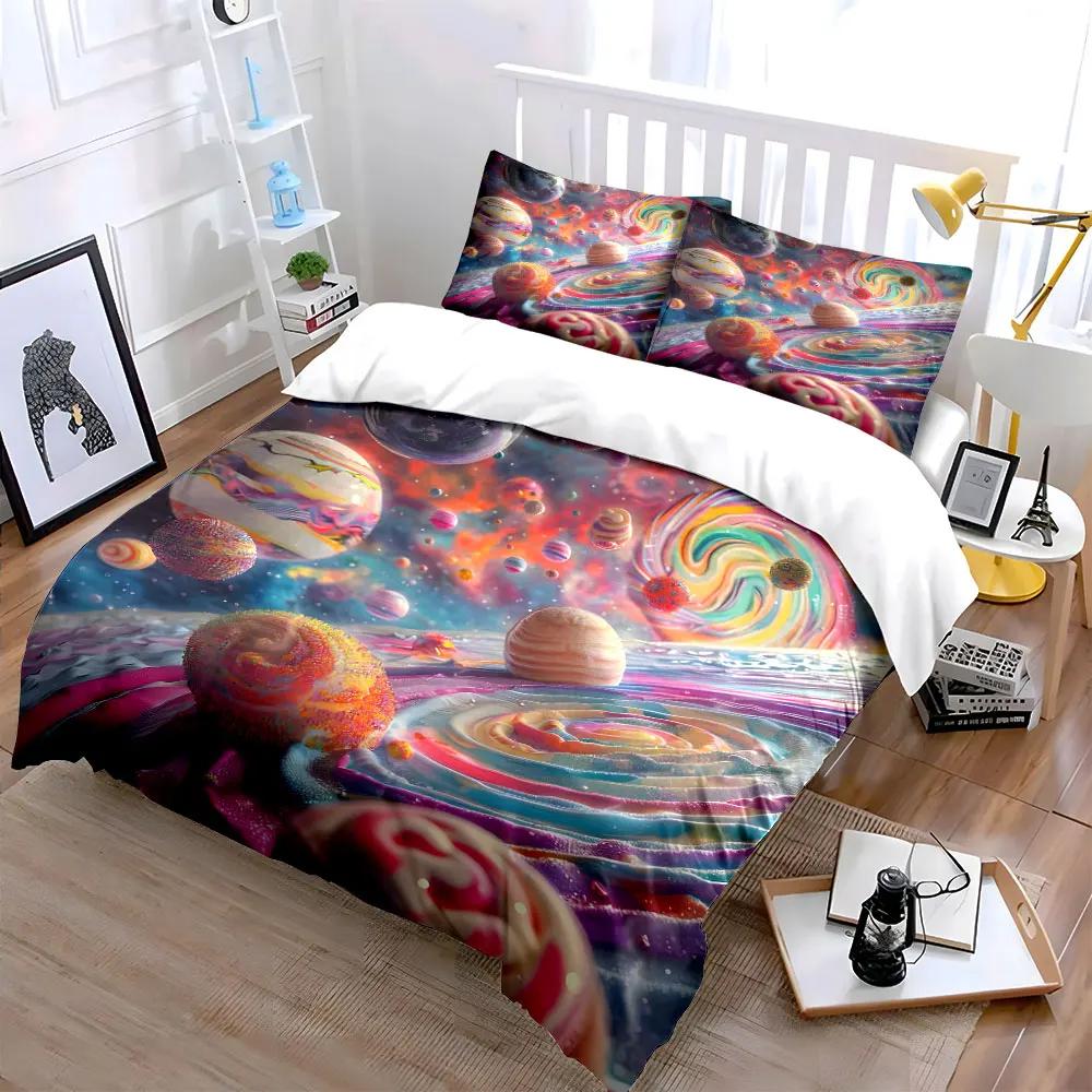 "Galaxy-Inspired Abstract Decor Set" Multiple sizes kid's and adults' bedroom Exquisite 3PC bedding set, gift