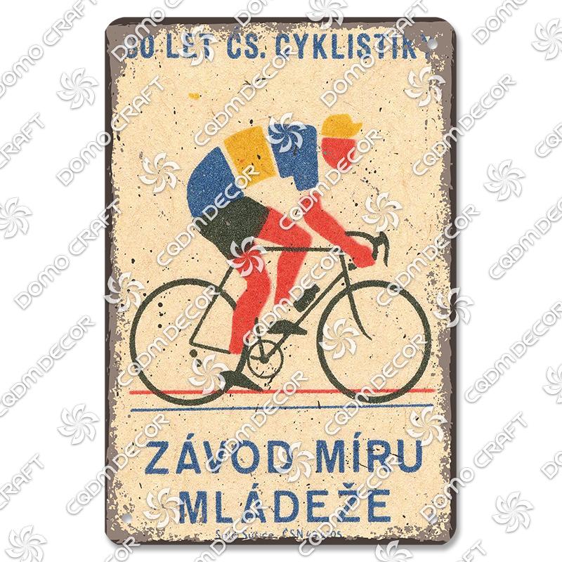 Pôster de Bicicleta Retrô Placas de Metal Estanho Ciclista Homens Mulheres Crianças Placa de Metal Decoração de Arte de Parede Garagem Bar Clube Sala de Estar Casa