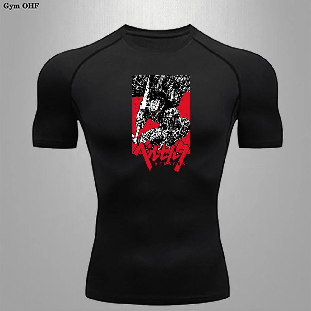 Anime Baki Hanma Men Running Sport T-Shirt Gym Fitness Short Sleeve Slim Compression Shirt Jogging Training Shorts Tops Clothing