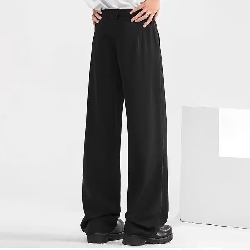 American simple high-end black trousers men's cleanfit straight casual suit trousers
