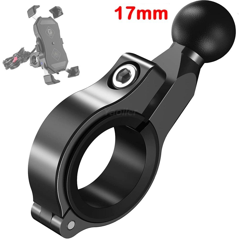 Aluminum Alloy Motorcycle Handlebar Phone Holder with 1'' TPU Ball 25mm/17mm Ball Head Extension Base Is Stable and Non-slip