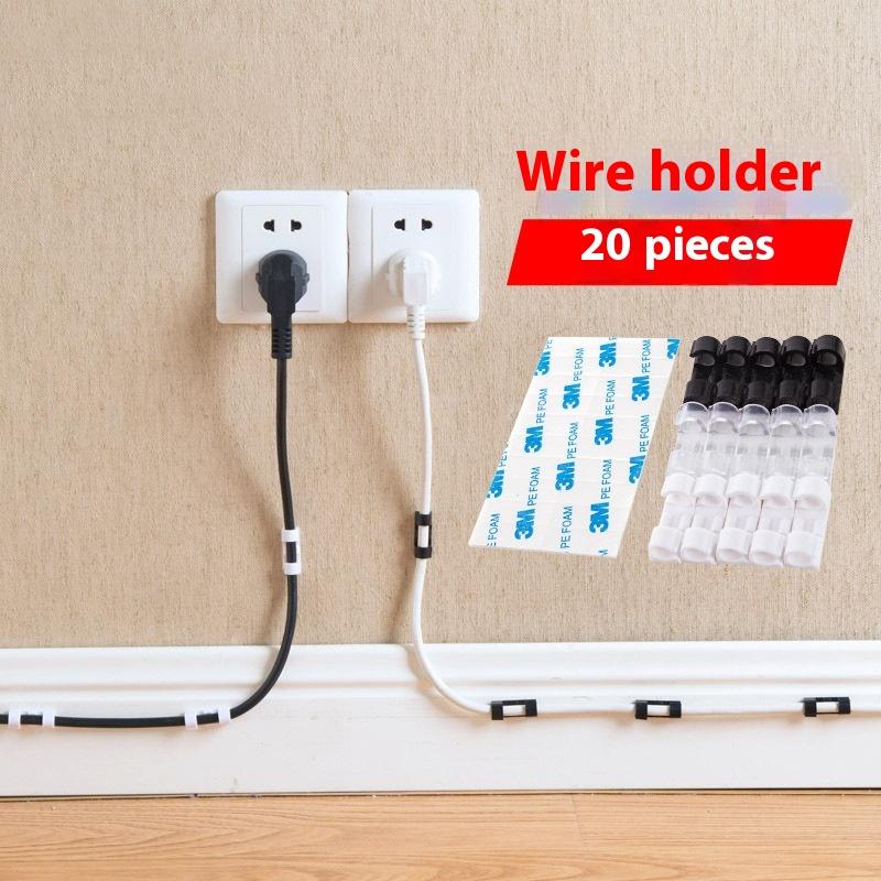 20-100 ks Samolepicí klipy na kabely, držák na stůl/zeď, organizér, fixátor pro počítač, USB nabíjení, data