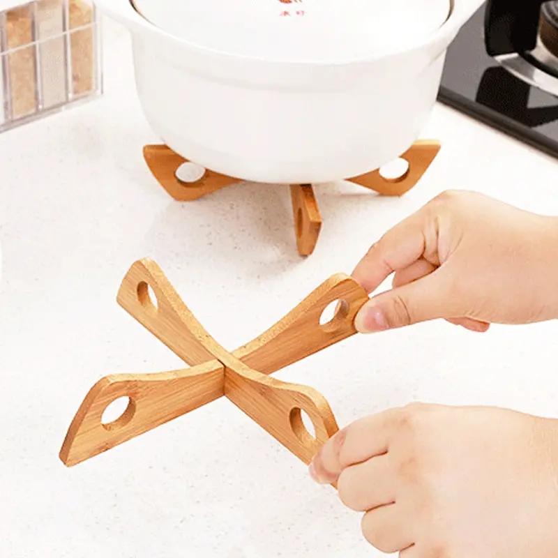 Bamboo Insulated Rack Cross Cross Pot Rack Bamboo Wooden Insulated Dish Pad Pot Bottom Kitchen Pot Gifts Home Kitchen
