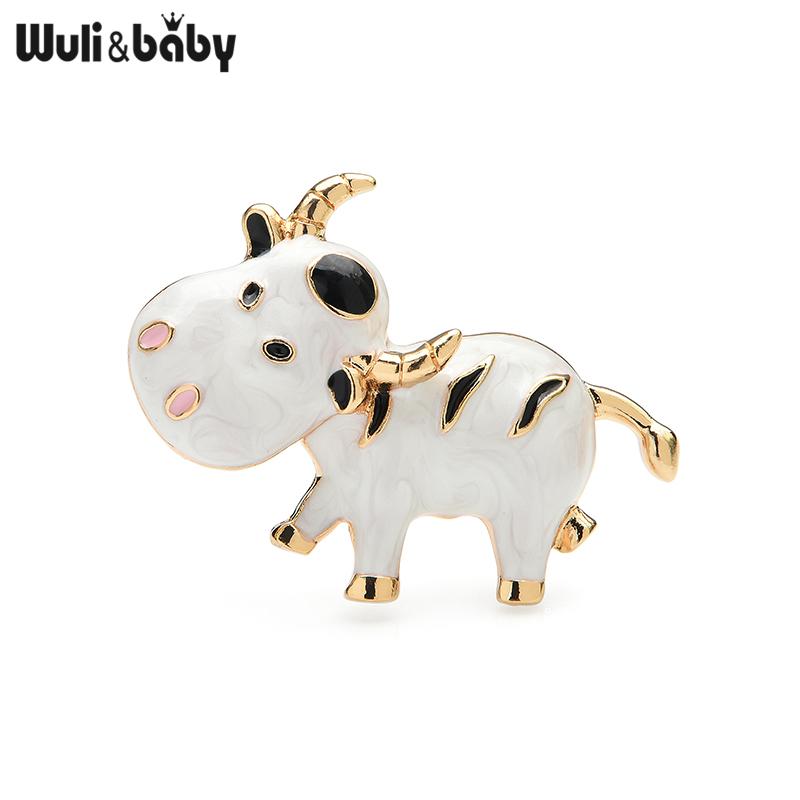 

Wuli&baby, эмалированные милые броши в виде крупного рогатого скота для женщин, 3 цвета, бык, бык, животное, вечерние, повседневная брошь, булавки, подарки