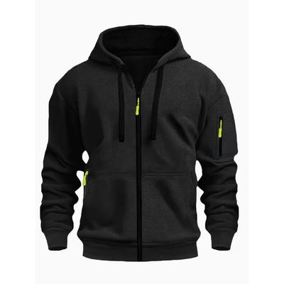 Vest met rits en capuchon Amerikaans herenvest sweatshirt met meerdere zakken jas met rits