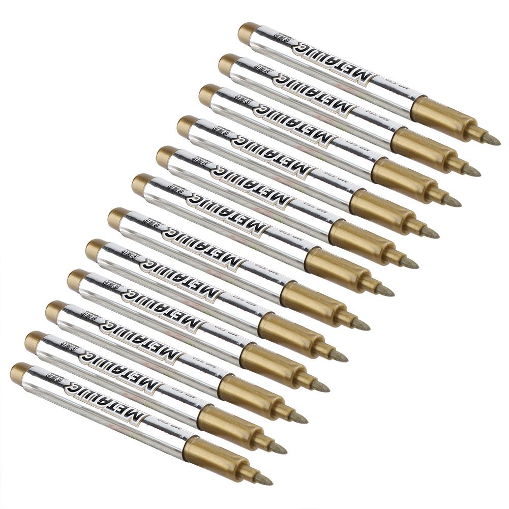12Pcs Marking Pen Permanent Marker Greeting Cards Album Scrapbook   Writing Drawing (Golden)