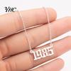 1980-2019 Birth Year Number Charm Pendant Stainless Steel Chain Necklace Jewelry