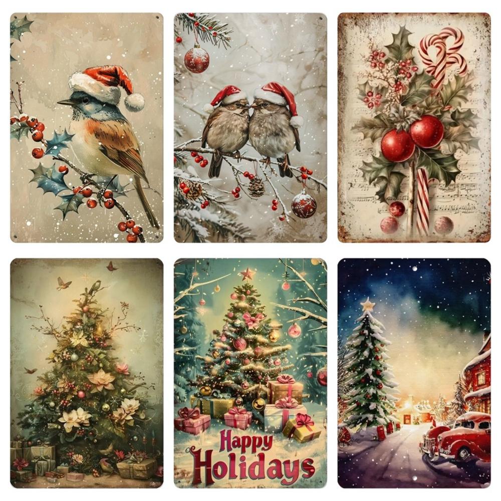 Vintage Merry Christmas Metal Tin Sign, Retro What A Wonderful World Girl, Wall Poster Jingling Bell, Home Decoration, WY297