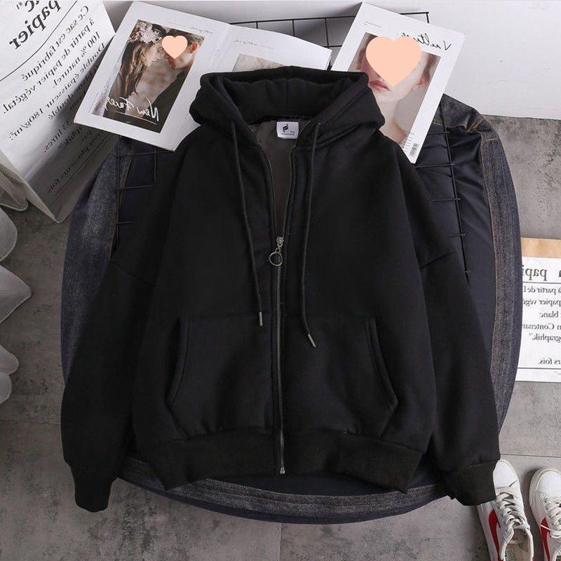 Men s Fleece-Lined Zip-Up Hoodie - Casual Korean Style Outerwear for Fall Winter and Spring 3XL 160-175 lbs 2428₽