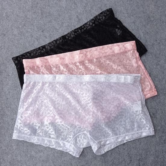 Men Boxer Underwear Low-rise Elastic Waistband Shorts Briefs Solid Color Printing U-convex Panties