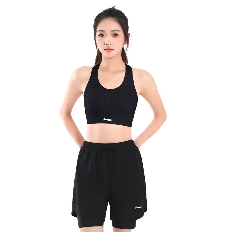Li-Ning Quick-Drying Breathable Cool Ice Silk Thin Versatile Comfortable Anti-Exposure Double-Layer Sports Shorts Women Shorts APST615-1