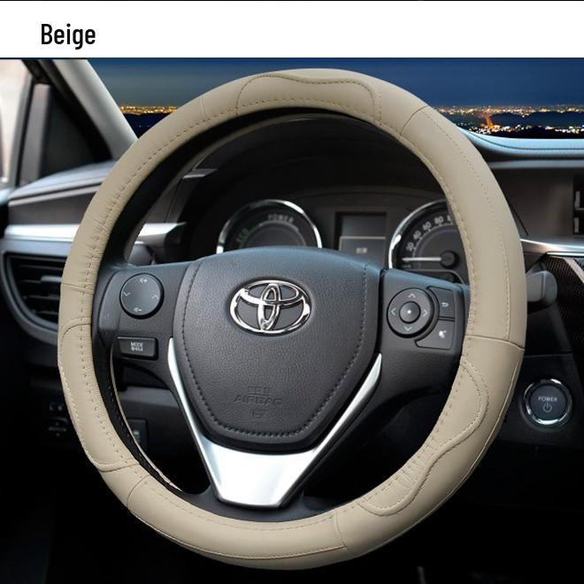 Premium Cowhide Leather Steering Wheel Cover - Anti-Slip, Wear-Resistant, Breathable, Universal Fit for All Seasons