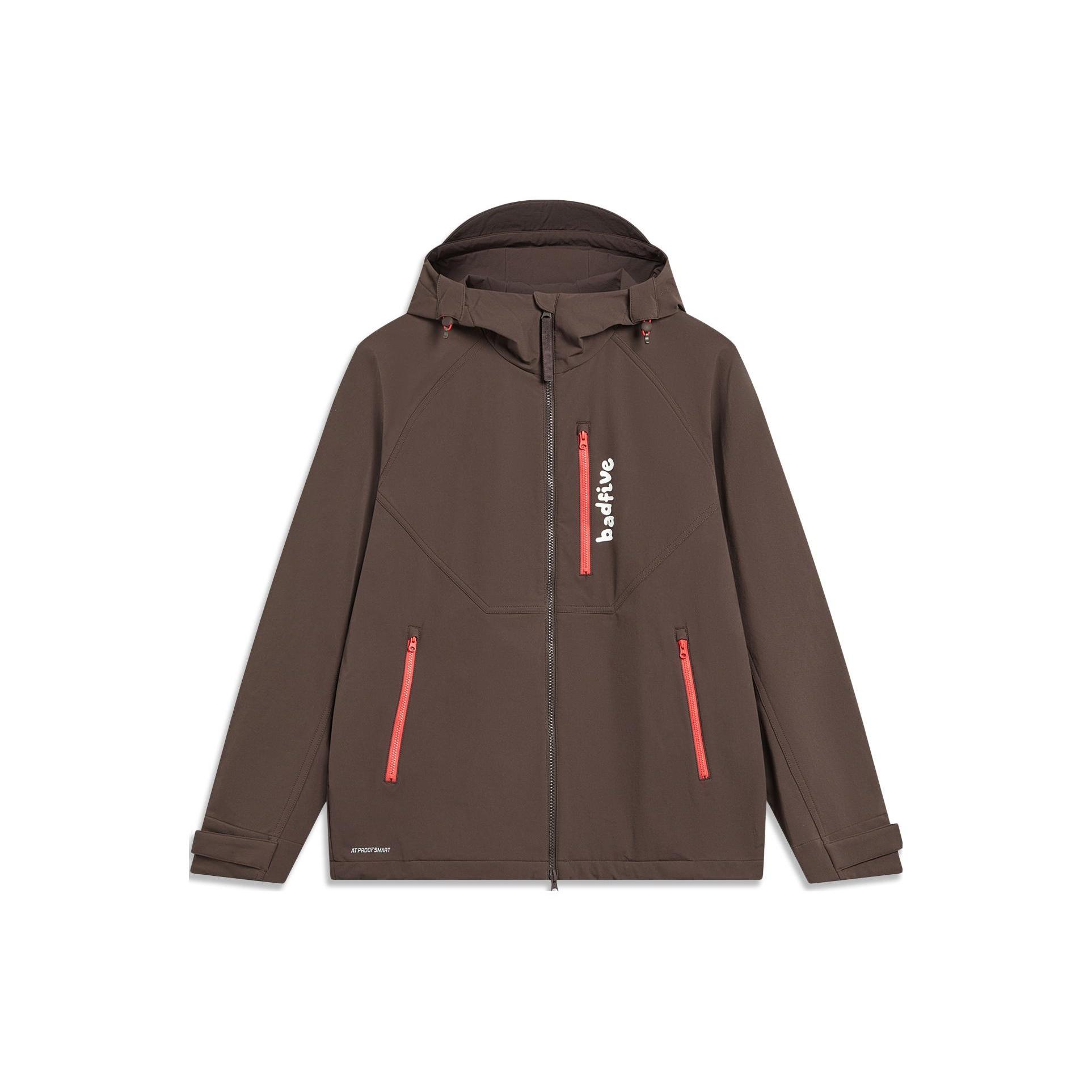 Li-Ning BadFive Graphic Hooded Windbreaker Brown Men s AFDT671-2 L