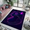 Mehrere Größen Neonfarbene Katzenillustration Teppich für Wohnzimmer Schlafzimmer Sofa Heimdekoration Teppich Rutschfeste Fußmatte Luxuriöses Geschenk