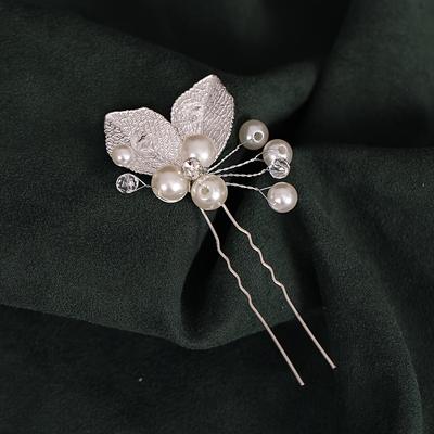 Kristall Perle Blatt Haarnadel Haarnadel Band Für Frauen Braut Hochzeit Braut Haaraccessoires Schmuck Nadel Band Geschenk