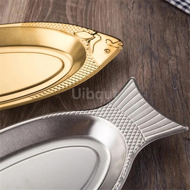 Dish Shaped Steamed Fish Plate Creative Egg Plate Barbecue Plate Tray Plates Korean Style Stainless Steel Plates Dishes Loza