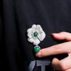 Fashion Jewelry Chic Cubic Zircon Big Flower Green and White Flower Brooch Pin for Women Luxury Dress Clossing Accessories