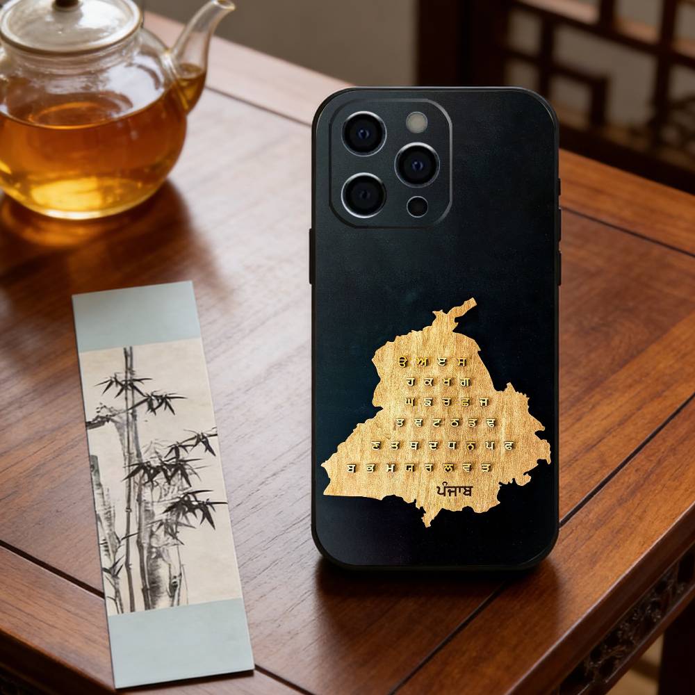 Punjab Map Phone Case For iPhone 17,16,15,14,13,12,11 Plus,Pro Max,XS,Soft Silicone Black Cover iPhone16
