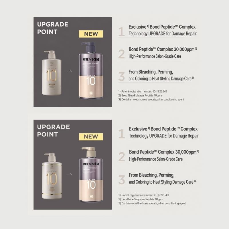 Mise En Scene Salon 10 Peptid Reparatur Shampoo & Kur (990ml / 33.46 fl. Unze)