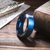 Fashion Blue Color Stainless Steel Rings For Men Blue Brushed Beveled Edge Steel Engagement Rings Men Wedding Band Jewelry Gift