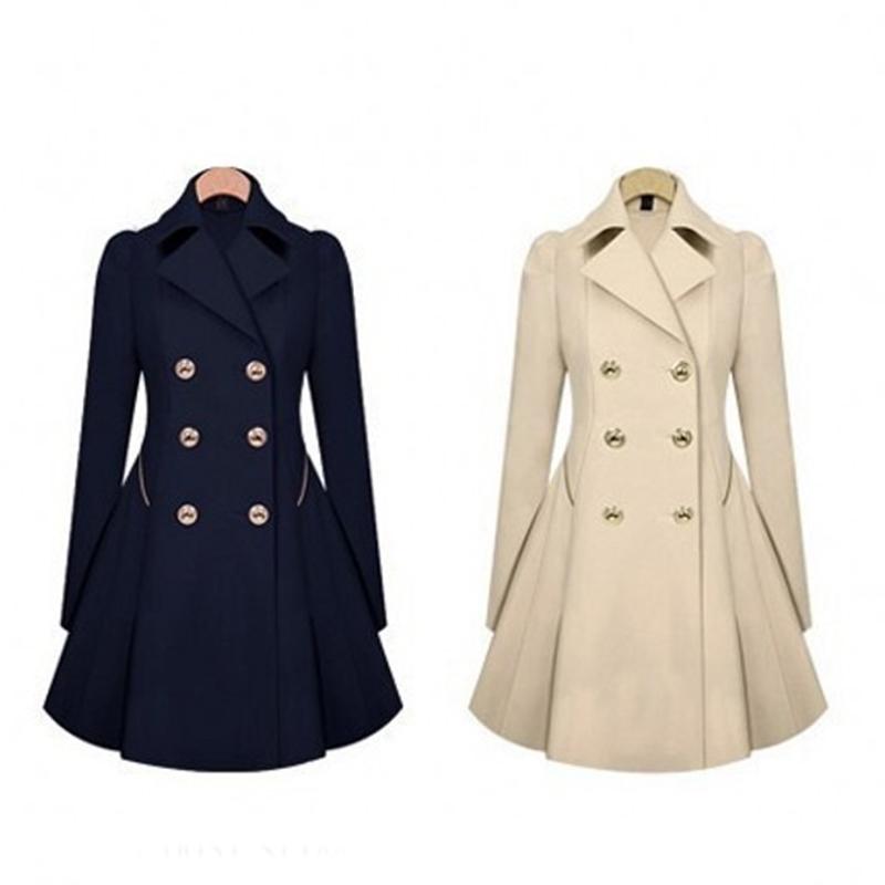 Women's Solid Double Button Pocket Overcoat Casual Coat Long Sleeve Neck Outerwear Winter Trendy Women's Party Outfit Clothes For Daily Wear Jackets