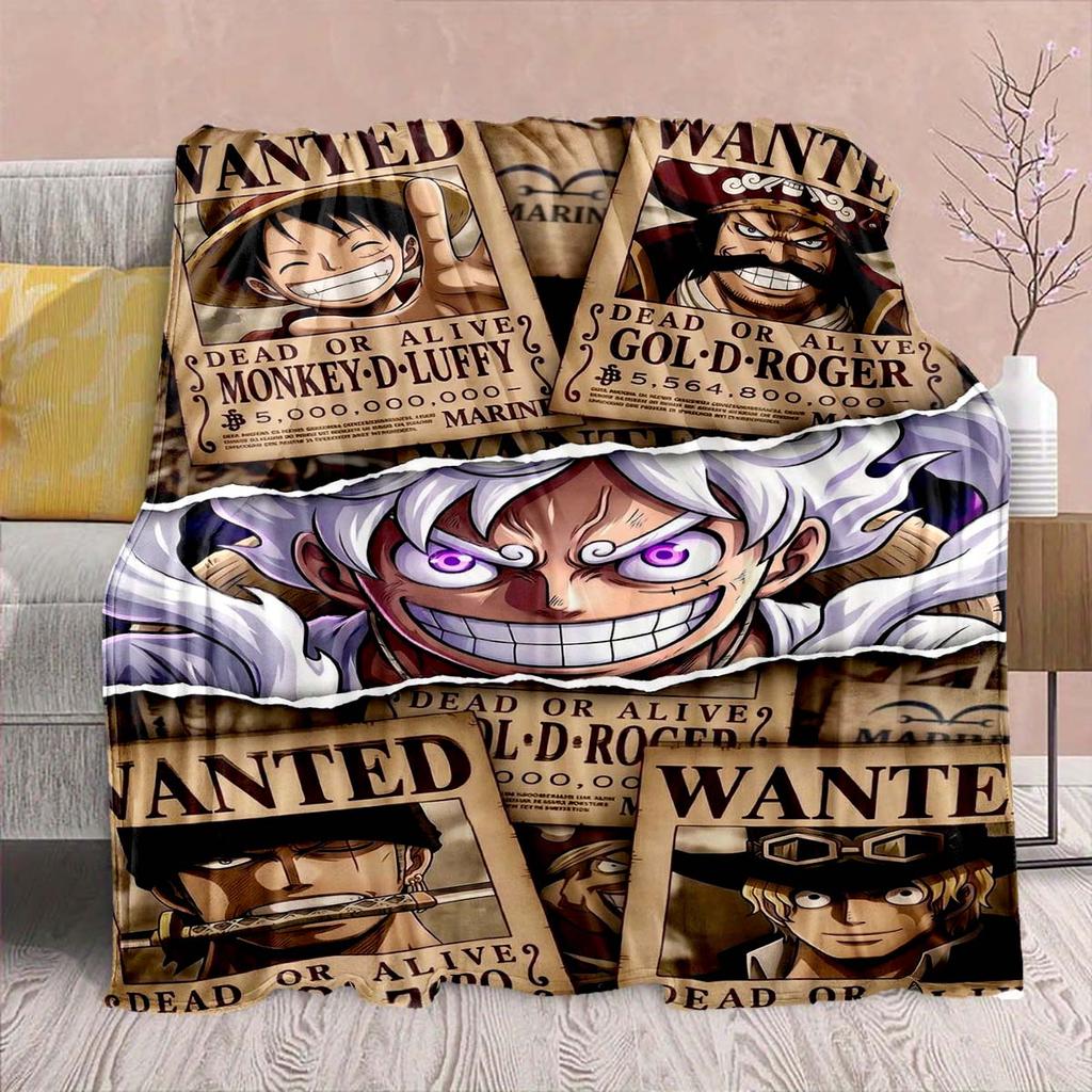 One Piece Anime Flannel Blanket - Soft Warm Perfect for Sofa, Bedding Camping Travel Office Home Decor -QJY