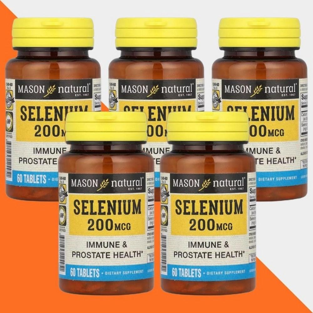 Mason Natural Selenium 200mcg 60 Tablets 5 pcs