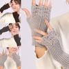 Winter Hand Gloves Soft Warm Gloves Stretchy Fingerless Mittens With Thumb Hole