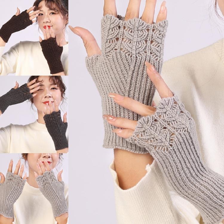 Winter Hand Gloves Soft Warm Gloves Stretchy Fingerless Mittens With Thumb Hole
