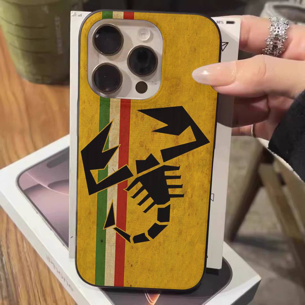 

ABARTH Italy Car Phone Case For IPhone 16 15 17 Pro 11 12 13 14 Pro Max Plus Soft Ripple Silicone Cover Shell iPhone 15 plus