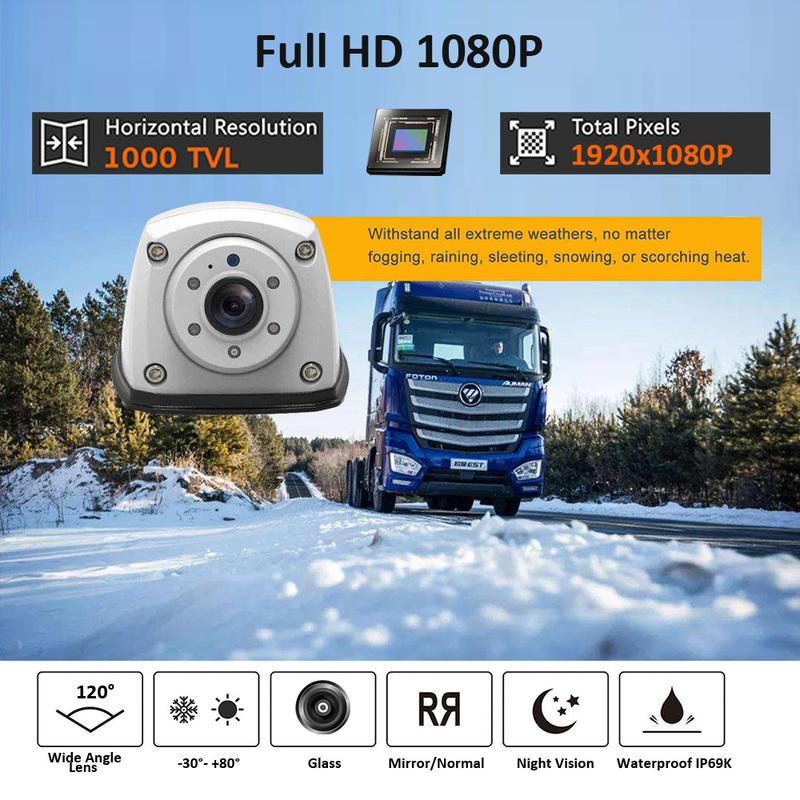 Gwyaf White Trailer Truck Camera AHD1080P Mini Front/Side Reversing Camera Wide View Angle Fifth Wheel/RV Camper Parking Camera