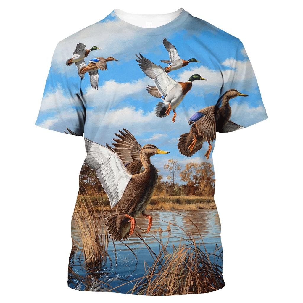 2025 Men's 3D Printed T-Shirt Summer New Fashion Hunting Wild Duck Couple Casual Short Sleeve T-Shirt Clothing