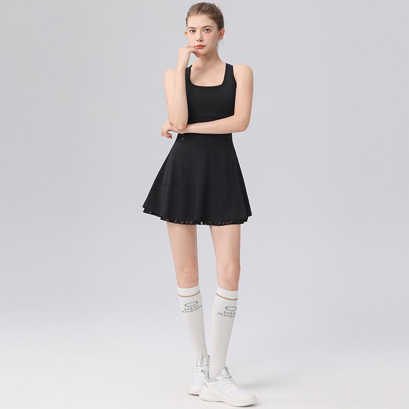 High-Waist Lace Tennis Dress with Chest Pads & Tummy Control