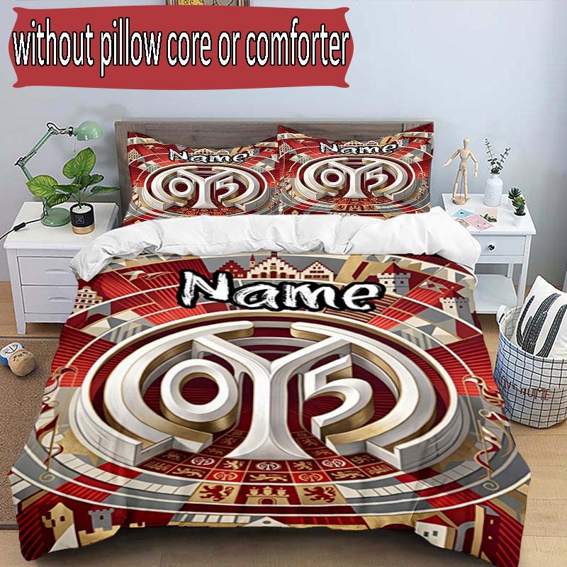 3pcs Duvet Cover Set (1*Duvet Cover + 2*Pillowcase, Without Core), Custom Name 05 1FSV Mainz 05 Pattern Bedding Set, Home Bedroom Decor Gift