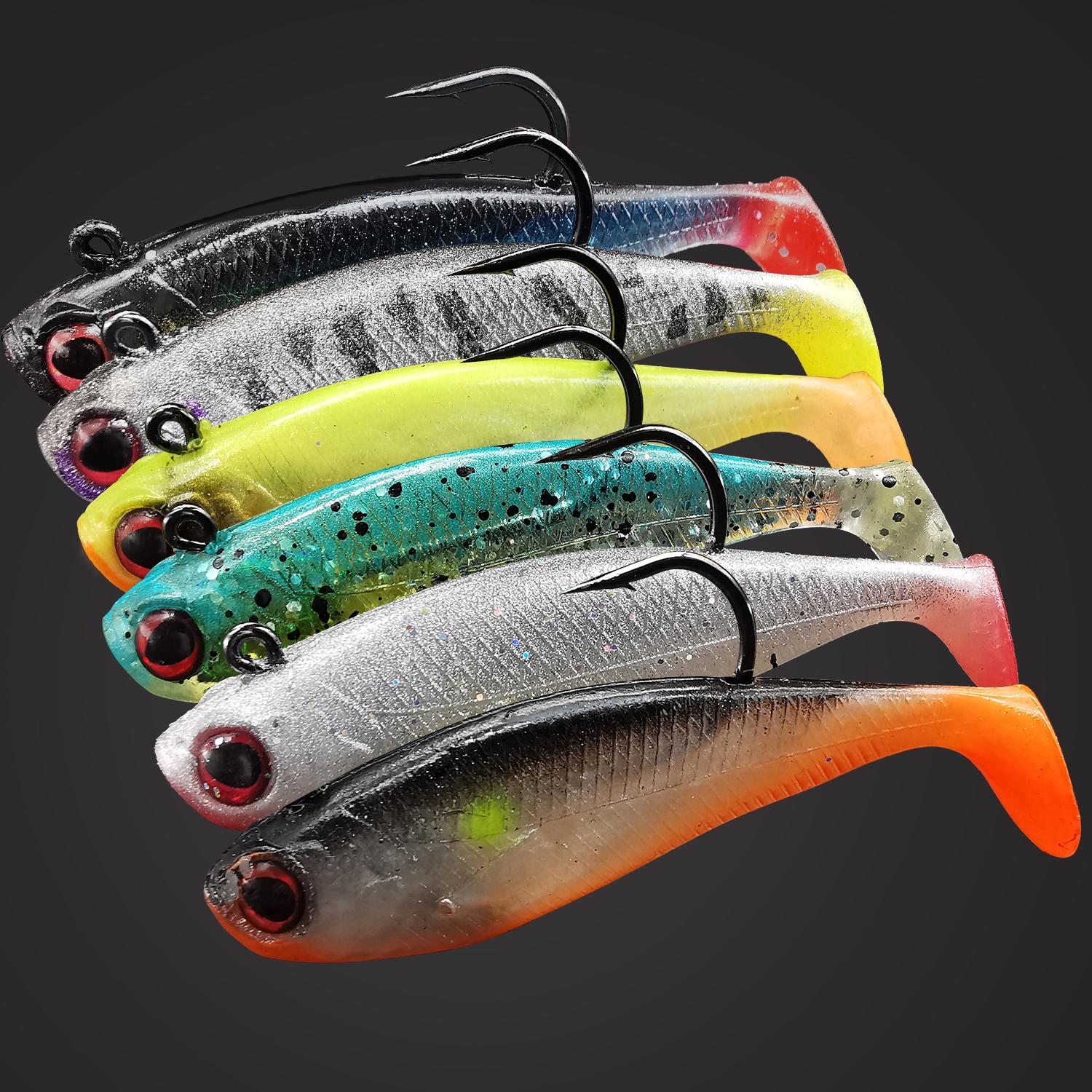 

6 шт. рыболовных приманок для ловли окуня, мягкие пластиковые рыболовные приманки для пресной и соленой воды, для ловли щуки, форели, судака, рыболовные подарки для мужчин