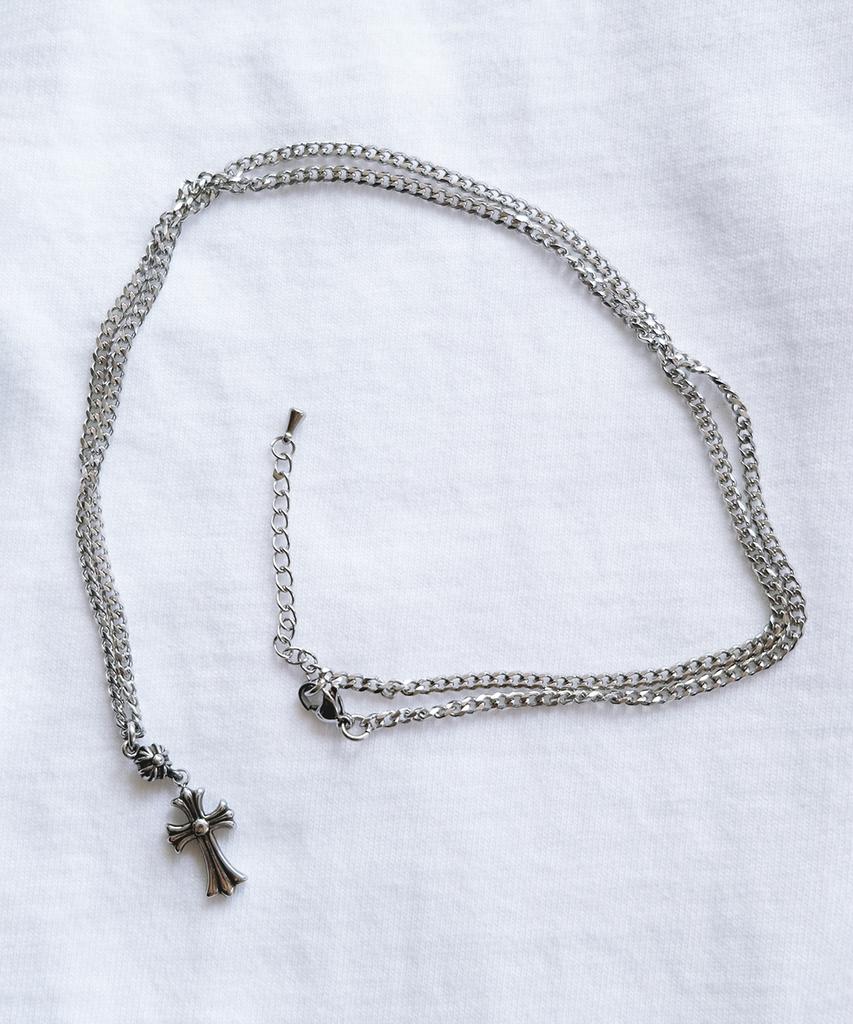 Nakedblood [Handmade]Silverdrop Halo Cross Necklace