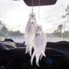 Feather Mirror Car Pendant for Girls Lucky Ornament Hanging Charm Home Decor Car Interior Accessories