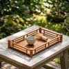 Serving Tray with Woven Central Panel Handcrafted Bamboo for Tabletop Display Highrail
