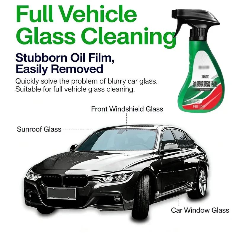 Cleaning agent for removing oil film coating and water stains on car glass, cleaning windshield to remove oil film